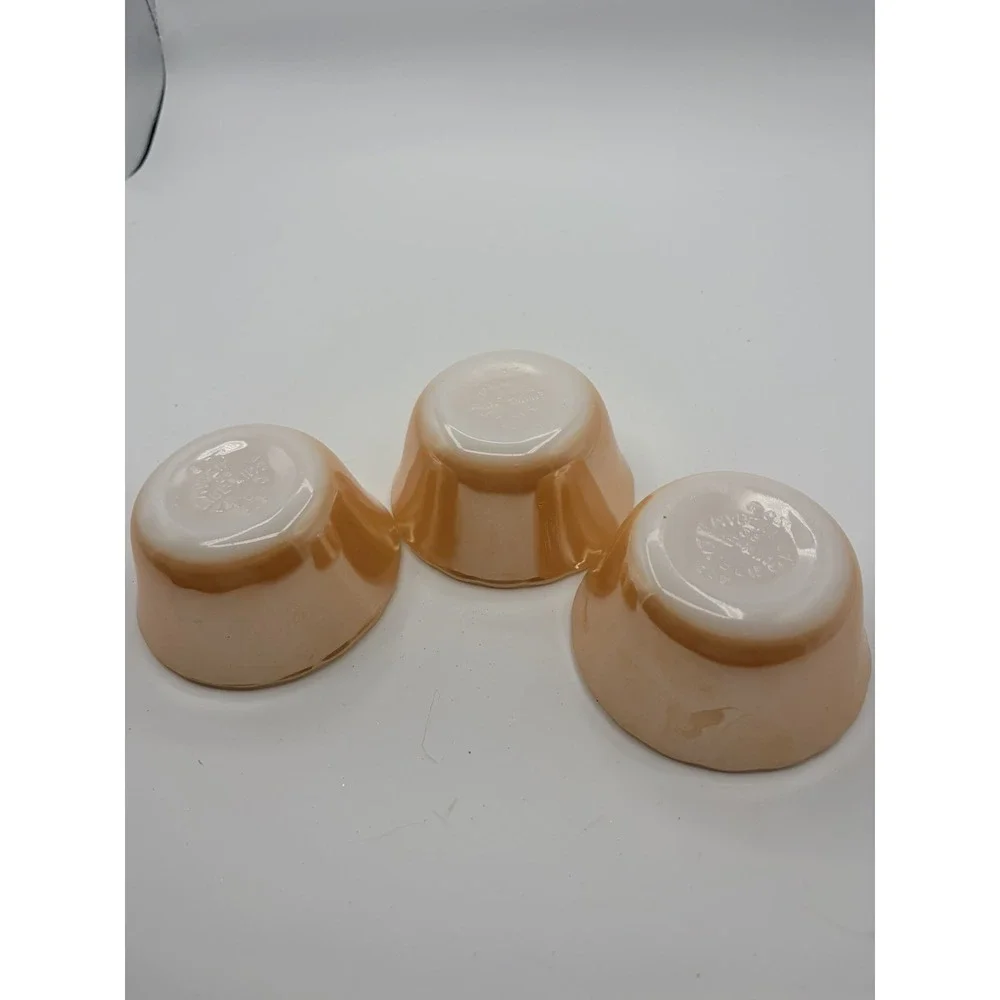 Vintage Fire-King Peach Lustre Bakeware Lot Casserole Baker Ramekins USA - 6 EA